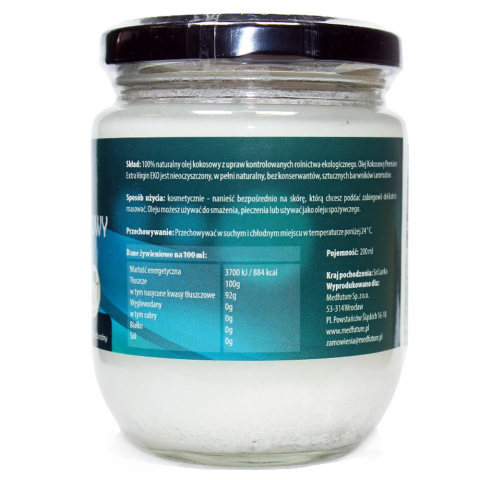 Nierafinowany olej z kokosa - 200 ml Nierafinowany olej z kokosa - 200 ml