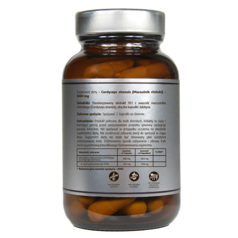 Cordyceps sinensis (Maczużnik chiński) 680 mg - 60 kapsułek - Pureline Nutrition Cordyceps sinensis (Maczużnik chiński) 680 mg - 60 kapsułek - Pureline Nutrition