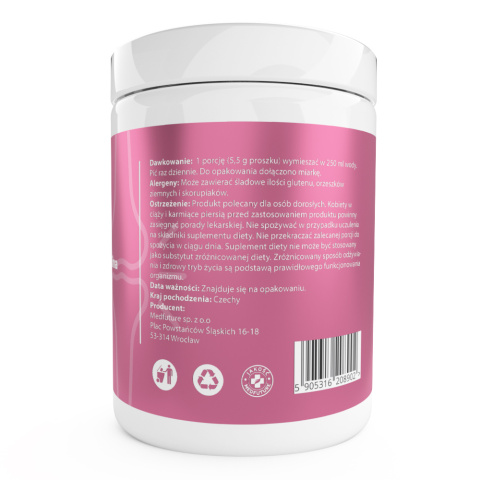 Kolagen z multiwitaminą i inuliną o smaku maliny i cytryny - 250 g Kolagen z multiwitaminą i inuliną o smaku maliny i cytryny - 250 g
