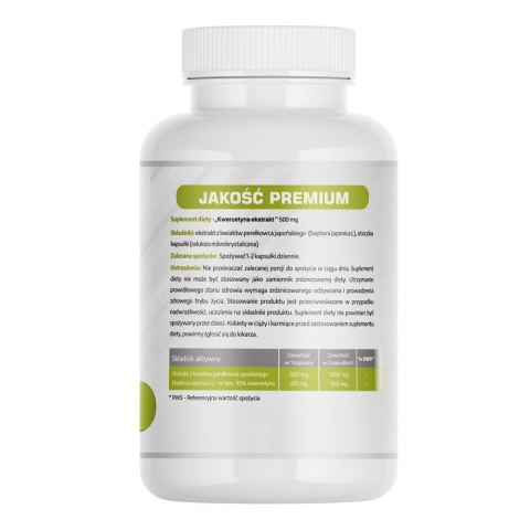 Kwercetyna (Sophora Japonika) - ekstrakt 500 mg - 60 kapsułek Kwercetyna (Sophora Japonika) - ekstrakt 500 mg - 60 kapsułek