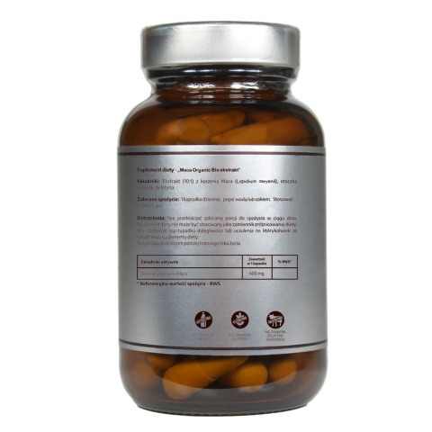Maca Organic BIO ekstrakt 500 mg - 60 kapsułek - Pureline Nutrition Maca Organic BIO ekstrakt 500 mg - 60 kapsułek - Pureline Nutrition