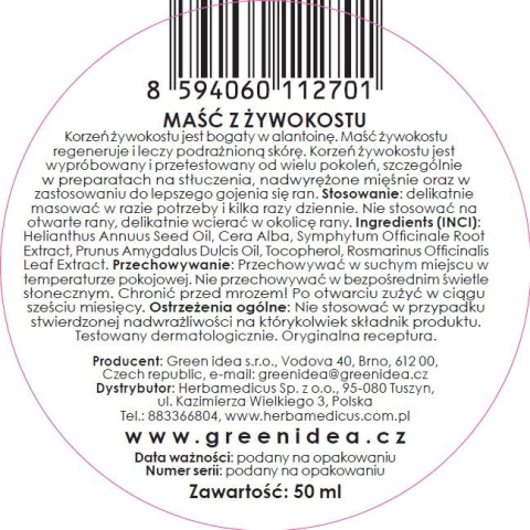 Maść żywokostowa 100% BIO Maść żywokostowa 100% BIO