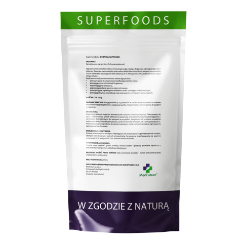 Spirulina BIO proszek 100 g - Medfuture Spirulina BIO proszek 100 g - Medfuture