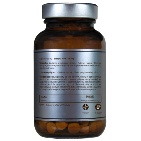 Biotyna Max 10 mg 120 tabletek - PureLine Biotyna Max 10 mg 120 tabletek - PureLine