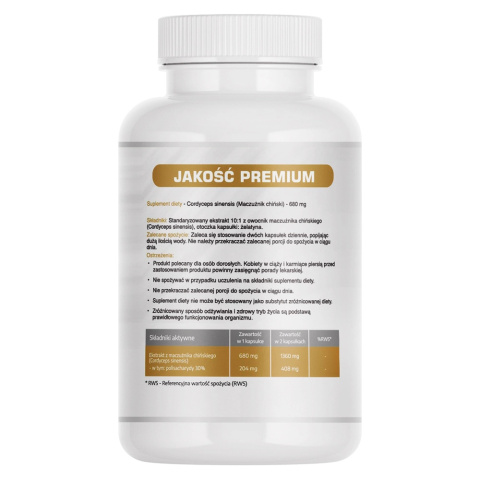 Cordyceps sinensis (Maczużnik chiński) 680 mg Cordyceps sinensis (Maczużnik chiński) 680 mg