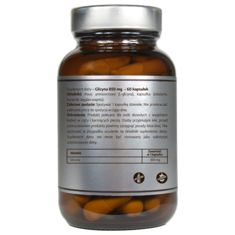 Glicyna - 850 mg - 60 kapsułek - PurelineNutrition Glicyna - 850 mg - 60 kapsułek - PurelineNutrition