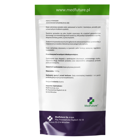 Kwasek cytrynowy spożywczy E330 1000g - Medfuture Kwasek cytrynowy spożywczy E330 1000g - Medfuture