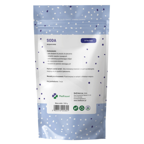 Soda oczyszczona 1000 g - Medfuture (wodorowęglan sodu) Soda oczyszczona 1000 g - Medfuture (wodorowęglan sodu)